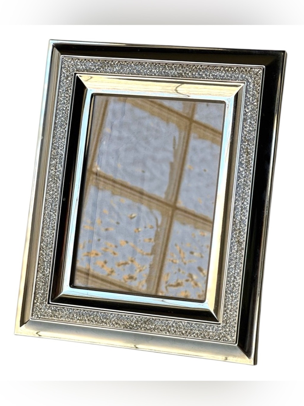Papyrus Shimmery Metallic Chrome and Faux Diamond 5x7 Tabletop Frame